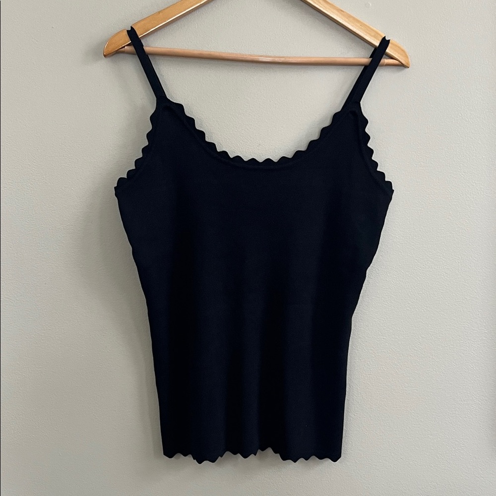 Perch by Blu Pepper black knit scalloped tank size 1X